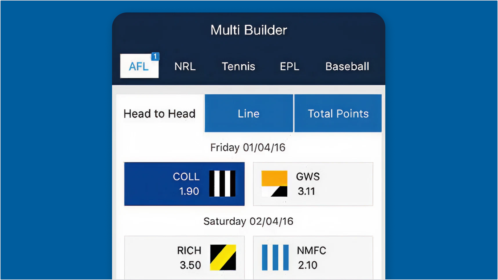 Sportsbet Multi Builder project visual