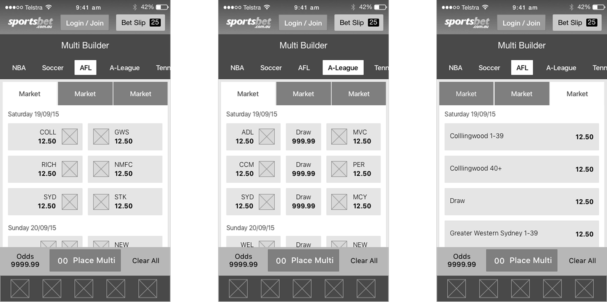 Multi Builder wireframes